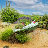 Buy canvas prints of Landscape of a boat of flowers, in Norfolk  by Holly Burgess