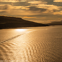 Buy canvas prints of Sunsetting over the mountions, Sailing through the loch of Mull Scotland  by Holly Burgess