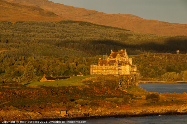 Duart Castle Isle of Mull scotland west coast as the sun is rising,  Picture Board by Holly Burgess