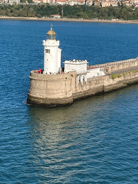 Faro De La Galera Lighthouse in the Harbour of Getxo Spain Picture Board by Holly Burgess