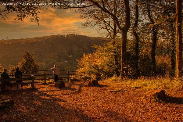 Symonds Yat over the hills at sunset in Autumn  Picture Board by Holly Burgess