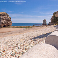 Buy canvas prints of Marsden Bay, where once was a path from the road to the rock in the sea by Holly Burgess