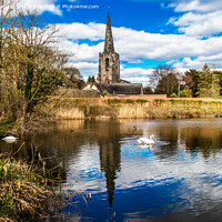 Buy canvas prints of Attenborough Nature reserve Church over looking the water pond  by Holly Burgess