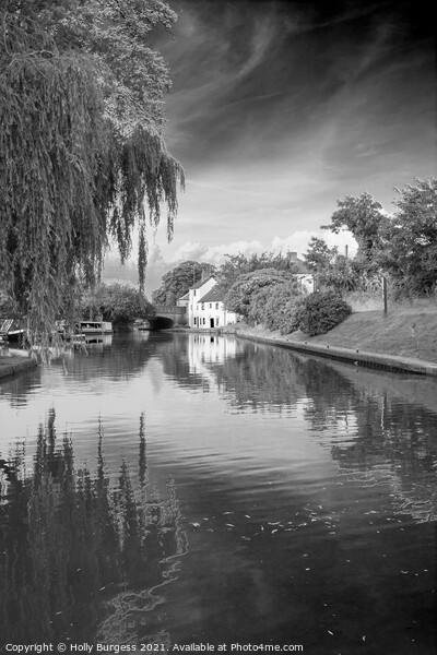 Monochrome Serenity: Shardlow Trent Riverside Picture Board by Holly Burgess