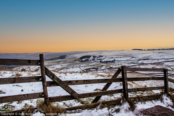 Mam Tor snowy evening with a sunset Picture Board by Holly Burgess