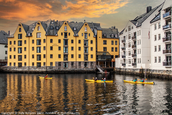 Nordic Serenity: Alesund's Sunset Splendour Picture Board by Holly Burgess