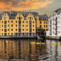Buy canvas prints of Nordic Serenity: Alesund's Sunset Splendour by Holly Burgess