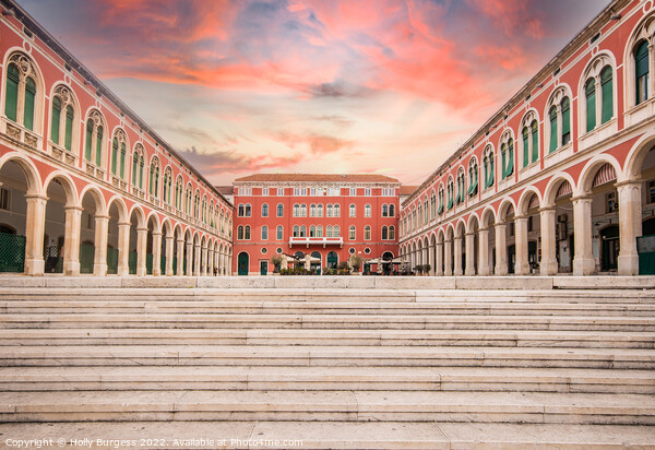 Evocative Sunset at Split's Iconic Republic Square Picture Board by Holly Burgess