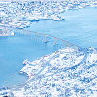 Buy canvas prints of Arctic Cathedral: Tromso Bridge's Grandeur by Holly Burgess
