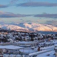 Buy canvas prints of Arctic Twilight Over Tromsø City by Holly Burgess