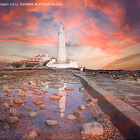 Buy canvas prints of Dusk's Embrace: St Mary's Lighthouse by Holly Burgess