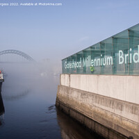 Buy canvas prints of Fog on the tyne Newcastle early morning  by Holly Burgess