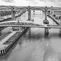 Buy canvas prints of Newcastle upon Tyne, swing bridge black and white  by Holly Burgess