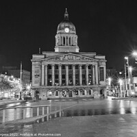 Buy canvas prints of Nottingham's Town Hall: A Nighttime Noir by Holly Burgess