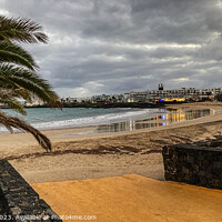 Buy canvas prints of Costa Teguise Lanzarote the beach in the evening  by Holly Burgess