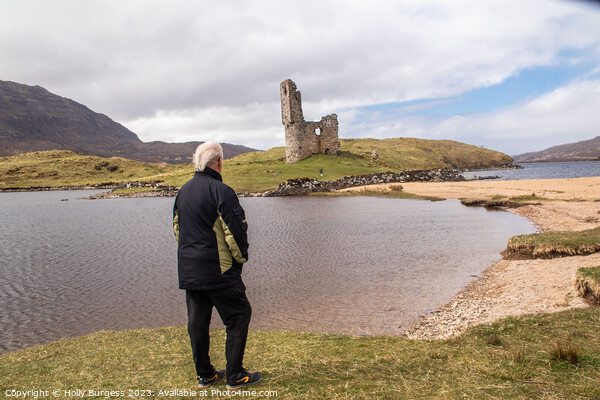 Echoes of Time: Ardvreck Castle's Loch Island Ruin Picture Board by Holly Burgess
