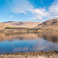 Buy canvas prints of Serene Scottish Panorama: Loch Linnhe Reflections by Holly Burgess