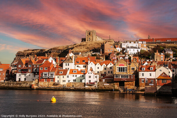 'Whitby's Spectacular Sunset Over Gothic Ruins' Picture Board by Holly Burgess