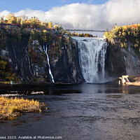 Buy canvas prints of Autumn Splendour at Montmorency Falls by Holly Burgess