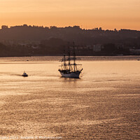 Buy canvas prints of Gallon sailing in to the sunrise at the port of La Coruna  by Holly Burgess