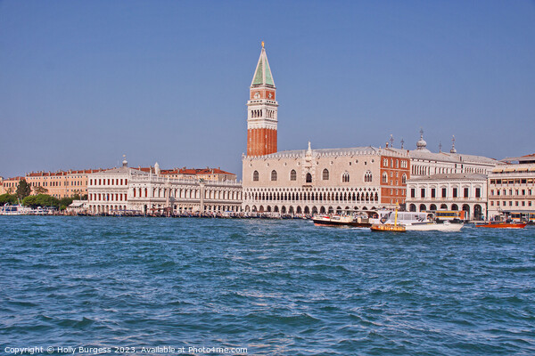 Looking towards St Marks Square from the sea in Venice  Picture Board by Holly Burgess