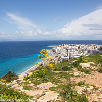 Buy canvas prints of Panoramic View of Rhodes from the top of a mountion Greece by Holly Burgess
