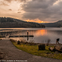 Buy canvas prints of Sunset Serenity at Ladybower Dam by Holly Burgess