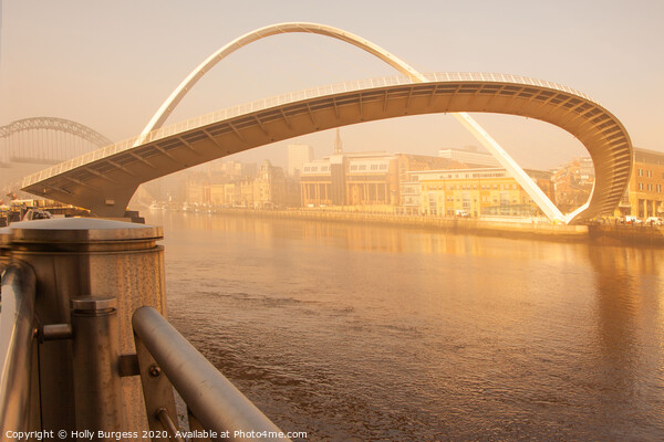 Enigmatic Dawn at Gateshead Millennium Bridge Picture Board by Holly Burgess