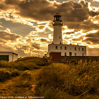 Buy canvas prints of Flamborough light house at sunset  by Holly Burgess