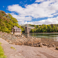 Buy canvas prints of Anglesey Menai Suspension bridge in the back ground  by Holly Burgess