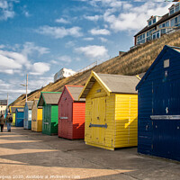 Buy canvas prints of Mundesley Beach huts Norfolk  by Holly Burgess