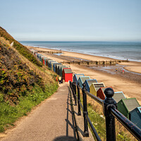 Buy canvas prints of Mundely beach huts Norfolk by Holly Burgess