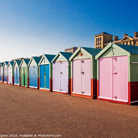Buy canvas prints of Vibrant Retreat: Brighton Beach Huts by Holly Burgess