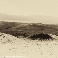 Buy canvas prints of Mam Tor  in the snow Sepia  by Holly Burgess