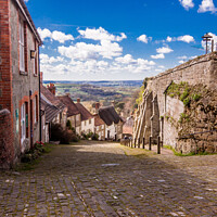 Buy canvas prints of 'Steep Journey: Shaftesbury's Iconic Gold Hill' by Holly Burgess