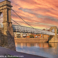 Buy canvas prints of Twilight Glow over Wilford Suspension Bridge by Holly Burgess