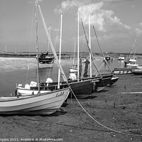 Buy canvas prints of Burnham Norfolk Coast Fishing boats ready for the next sail black and white  by Holly Burgess