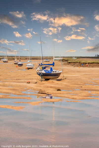 Hunstanton Beach: Reflections and Anchored Vessels Picture Board by Holly Burgess