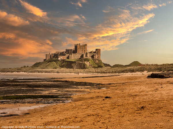 Mesmerising Bamburgh Castle at Dusk Picture Board by Holly Burgess