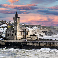 Buy canvas prints of Portleven Cornwell, Methodist Church over looking the sea  by Holly Burgess