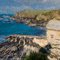 Buy canvas prints of Cornish Cove's Abstract Panorama by Holly Burgess
