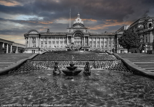Birmingham Town hall, created in Black and white giving the sky colour  Picture Board by Holly Burgess