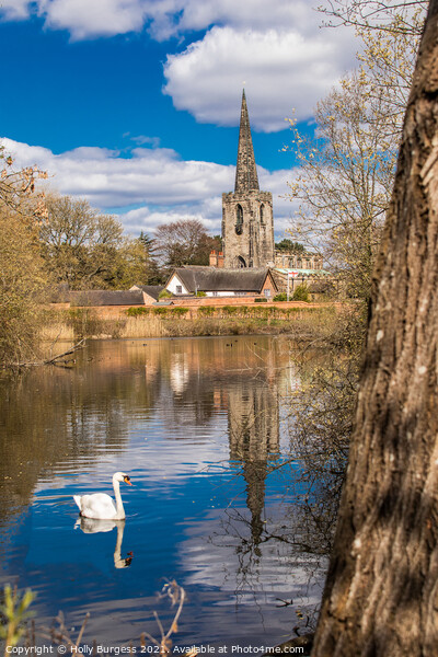 Serene Lakeside St Mary's Church Picture Board by Holly Burgess