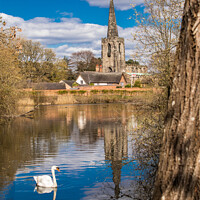 Buy canvas prints of Serene Lakeside St Mary's Church by Holly Burgess