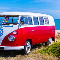 Buy canvas prints of VW Camper Van By The Sea by Gary Cooper