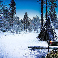 Buy canvas prints of Tee Pee in the snow by Gav Argent