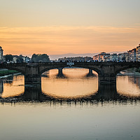 Buy canvas prints of Ponte Santa Trinita, Florence Sunset - Italy by Lucy Bishop