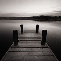 Buy canvas prints of Wooden pier and lake Windermere by Jonathan Tallon