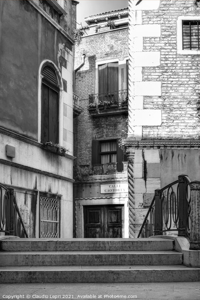Alley in Venice Black&White Picture Board by Claudio Lepri