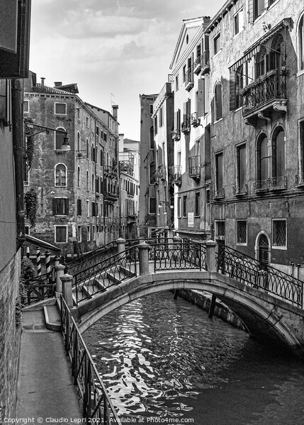Small canal in Venice Black&White Picture Board by Claudio Lepri